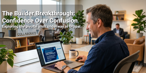 Man working on a laptop at a desk in a modern office, with a plant nearby.